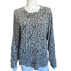 Cuddlduds Softknit Leopard Print Long-Sleeve Top Womens Size XL